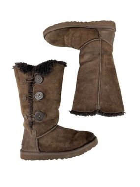 UGG Chestnut Button-Accent Mid-Calf Shearling Boots